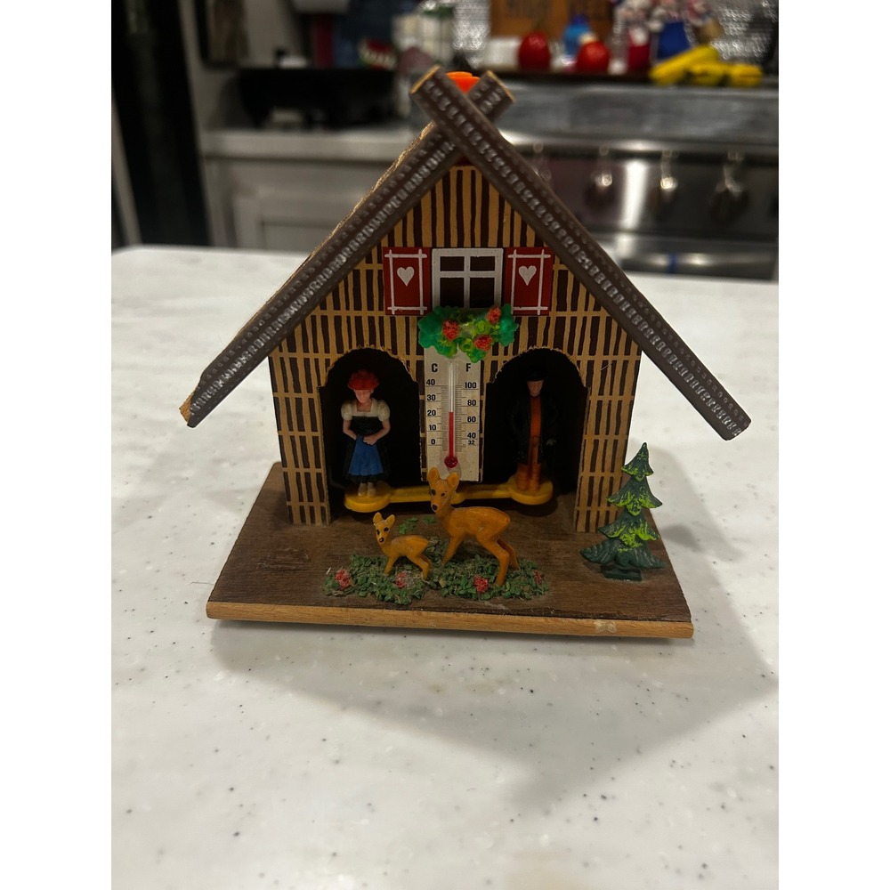 Vintage Toggili Weather House Thermometer Western Germany Alpine Chalet Decor